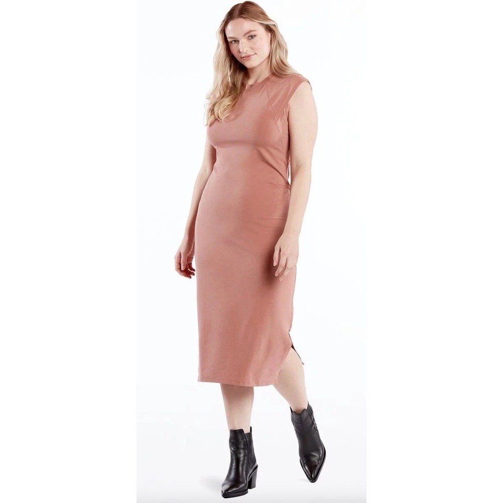 Public Rec Go-To Dress Canyon Dusty Rose Pima Cotton Tencel Midi Small Womens